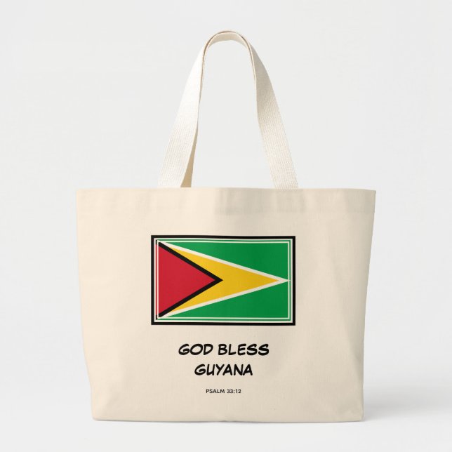 Bolsa Tote Grande DEUS ABENÇOE GUYANA | Patriótico | Bandeira da Gui (Frente)