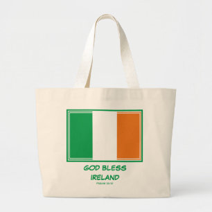Bolsa Tote Grande DEUS ABENÇOE IRLANDA Patriótico Bandeira irlan