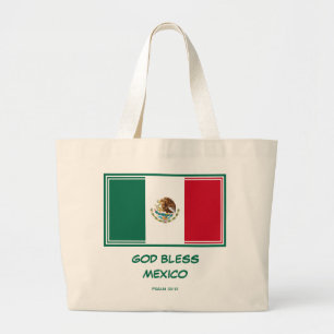 Bolsa Tote Grande DEUS ABENÇOE MÉXICO - Bandeira Mexicana Patriót