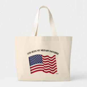 Bolsa Tote Grande DEUS ABENÇOE MINHA FILHA MILITAR com bandeira dos