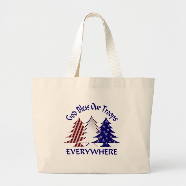 Bolsa Tote Grande Deus abençoe Nossas Tropas (Frente)