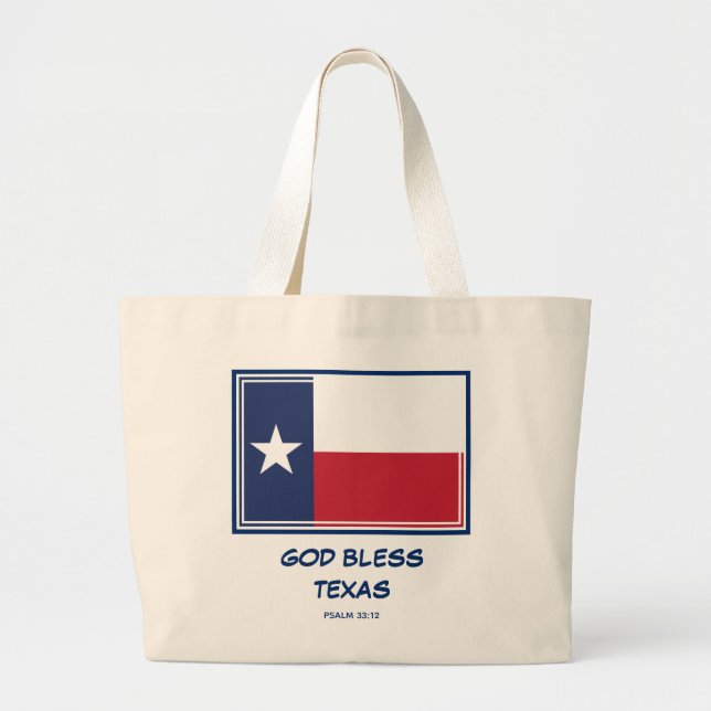 Bolsa Tote Grande DEUS ABENÇOE O TEXAS Bandeira Patriótica do Texano (Frente)