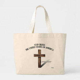 Bolsa Tote Grande DEUS ABENÇOE OS ESTADOS UNIDOS DA AMÉRICA cruz rob