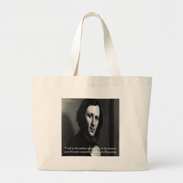 Bolsa Tote Grande Deus é o poeta perfeito, Robert Browning (Frente)