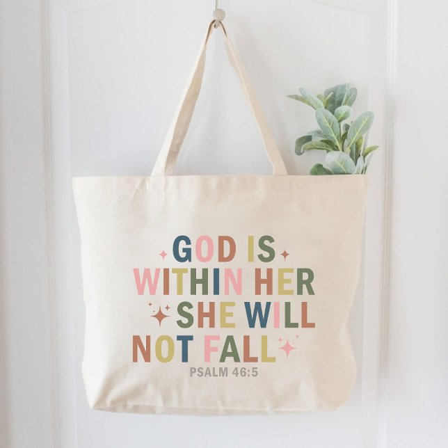 Bolsa Tote Grande Deus Está Dentro De Sua Mulher Cristã Baseada Na F (God Is Within Her Christian Women Faith Based Large Tote Bag)
