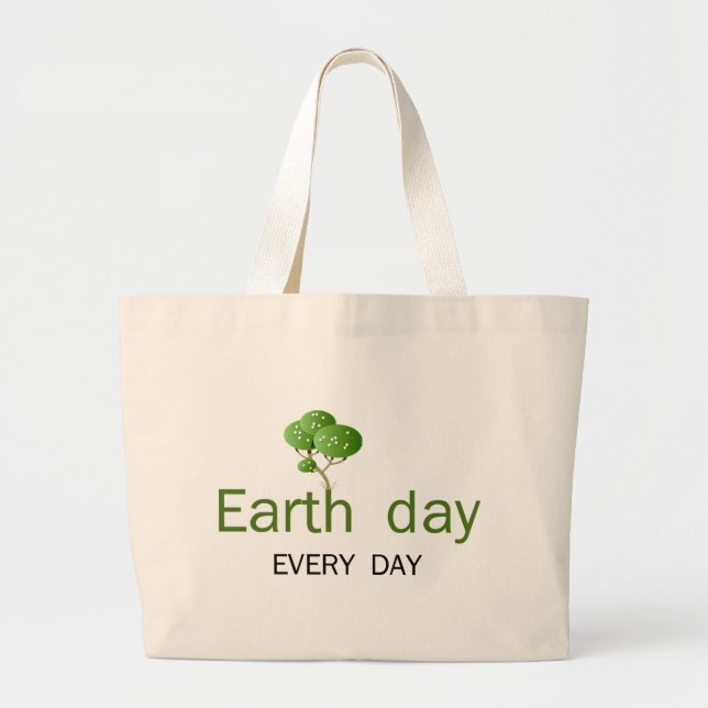 Bolsa Tote Grande Dia da Terra cada dia! (Frente)