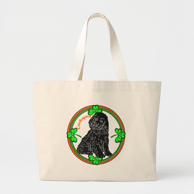 Bolsa Tote Grande Dia de São Patrício de Cockapoo (Frente)