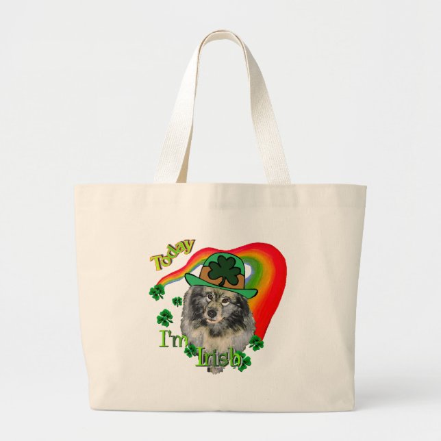Bolsa Tote Grande Dia de São Patrício Keeshond (Frente)