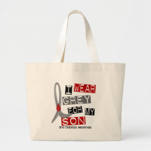 Bolsa Tote Grande Diabetes eu visto o cinza para meu filho 37