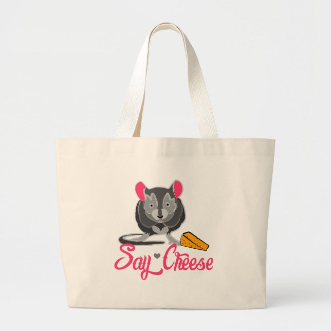 Bolsa Tote Grande Diga o rato do queijo (Frente)
