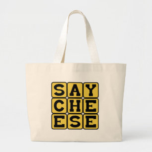 Bolsa Tote Grande Diga queijo, pedido de fotógrafo
