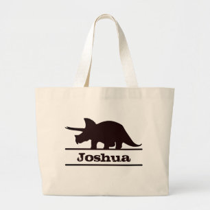 Bolsa Tote Grande Dinosaur Personalized Name Triceratops Tote Bag