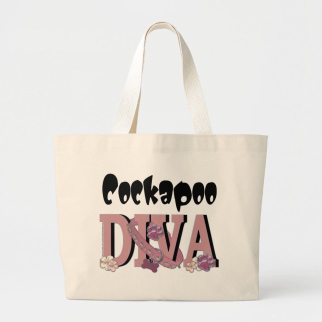 Bolsa Tote Grande DIVA de Cockapoo (Frente)