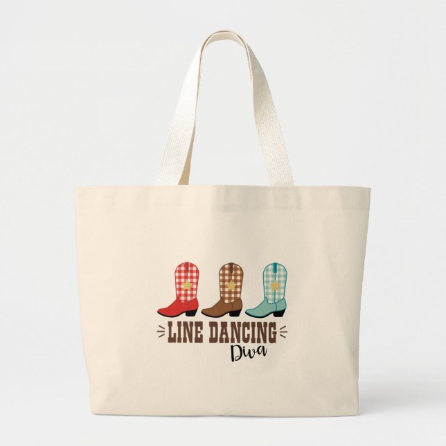 Bolsa Tote Grande Diva de dança de linha (Frente)