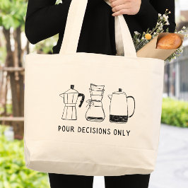 Bolsa Tote Grande Diversão Retro Café Lover Decisões Monograma