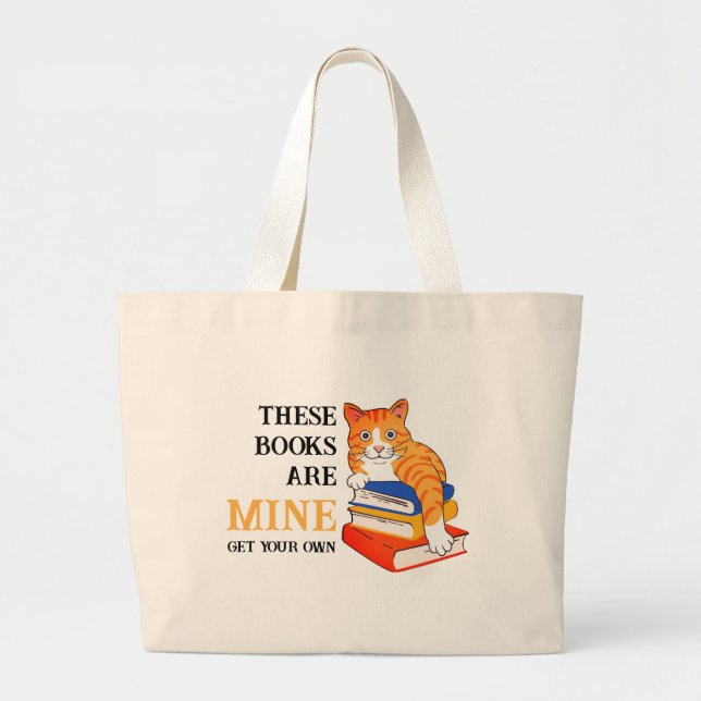 Bolsa Tote Grande Divertido estes livros são o meu lendo gato (Frente)