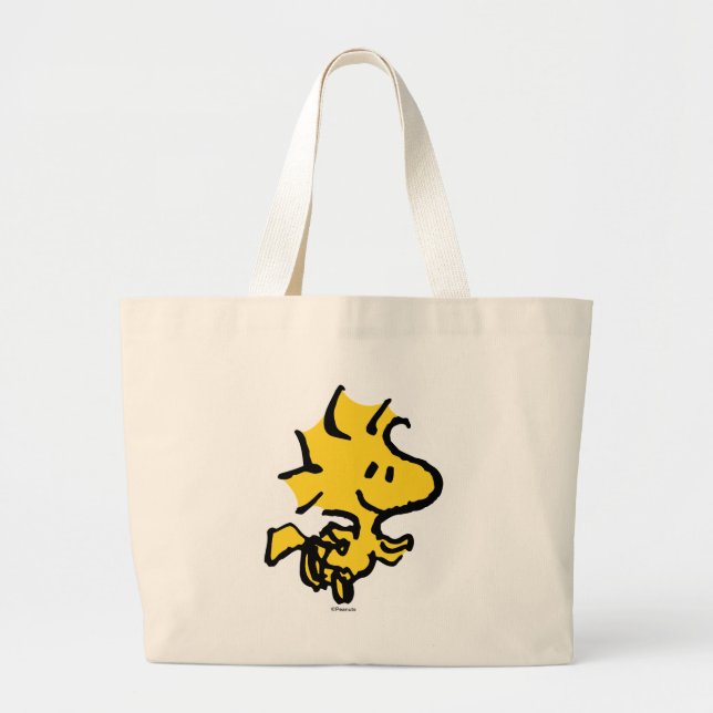 Bolsa Tote Grande Divertimento e flores do Snoopy & Woodstock (Frente)