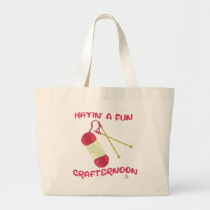 Bolsa Tote Grande Divirta-Se Com Um Motto Crafty Hobby