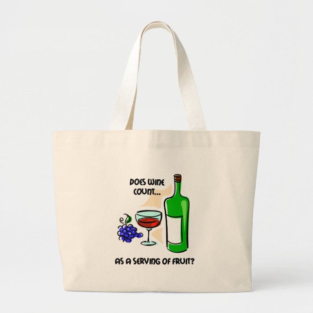 Bolsa Tote Grande Dizer engraçado do humor do vinho (Frente)