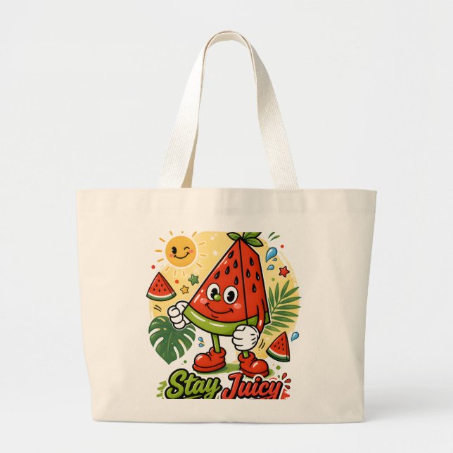 Bolsa Tote Grande Doce Desenho de Melancia (Frente)