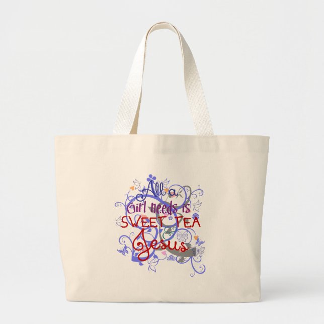 Bolsa Tote Grande Docinho Chá e Jesus (Frente)