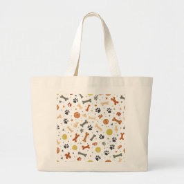 Bolsa Tote Grande Dog Mom Park Bag | Terracotta & Sage Bone Pattern