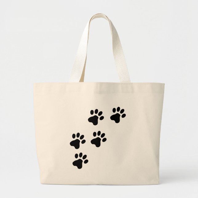 Bolsa Tote Grande doggy bonito preto das patas do cão (Frente)
