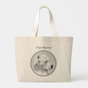 Bolsa Tote Grande Dogo Argentino Pinting Mastiff Original Dog Art