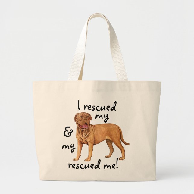 Bolsa Tote Grande Dogue de resgate de Bordeaux (Frente)