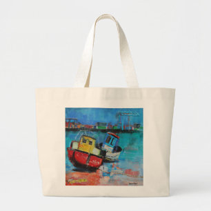 Bolsa Tote Grande Dois barcos de pesca alegres 2012