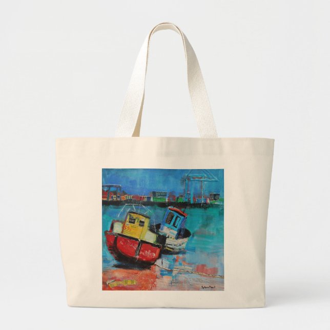 Bolsa Tote Grande Dois barcos de pesca alegres 2012 (Frente)