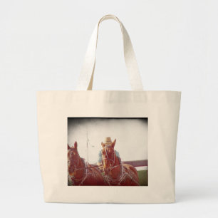Bolsa Tote Grande Dois Cavalos da Equipe Faux Vintage