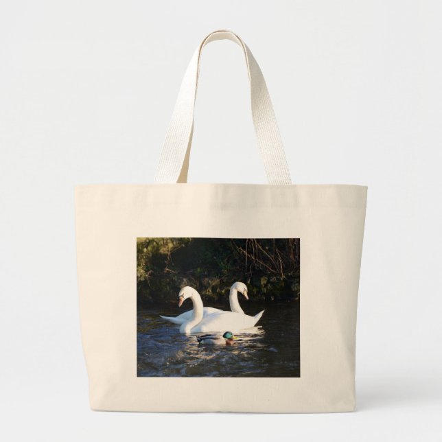 Bolsa Tote Grande Dois Cisnes E Um Pato (Frente)