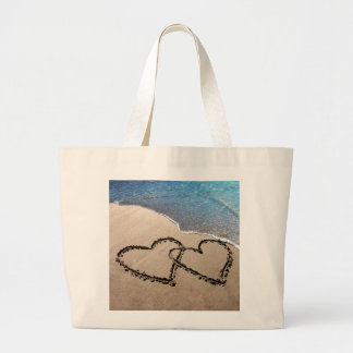 Bolsa Tote Grande Dois Corações Na Areia