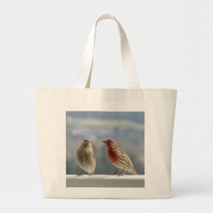 Bolsa Tote Grande Dois Finches Flertando.