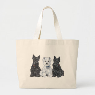 Bolsa Tote Grande Dois Scotties e um Westie