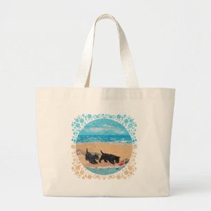 Bolsa Tote Grande Dois Scotties na Praia