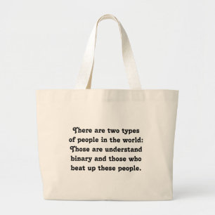 Bolsa Tote Grande Dois tipos de Pessoas Funny Binary (Bully vs. Nerd