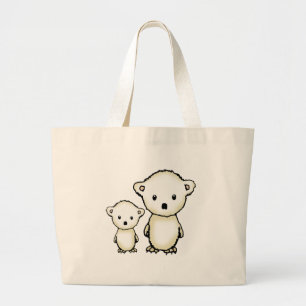 Bolsa Tote Grande Dois Ursos Polares Pequenos
