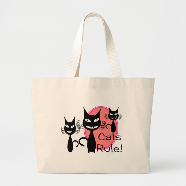 Bolsa Tote Grande Dos "regra gatos!! "--Presentes dos amantes do (Frente)