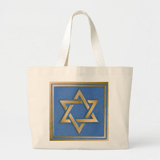 Bolsa Tote Grande Dourada Estrela Azul do Painel de Arte David