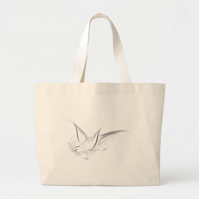 Bolsa Tote Grande Dove Caligráfica Penwork Vitoriana (Frente)