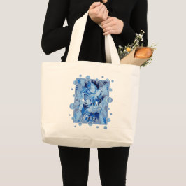 Bolsa Tote Grande Dove Com Texto De Paz Celta Em Tons Azuis