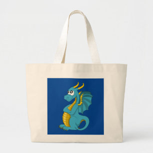 Bolsa Tote Grande dragão azul desenho animado