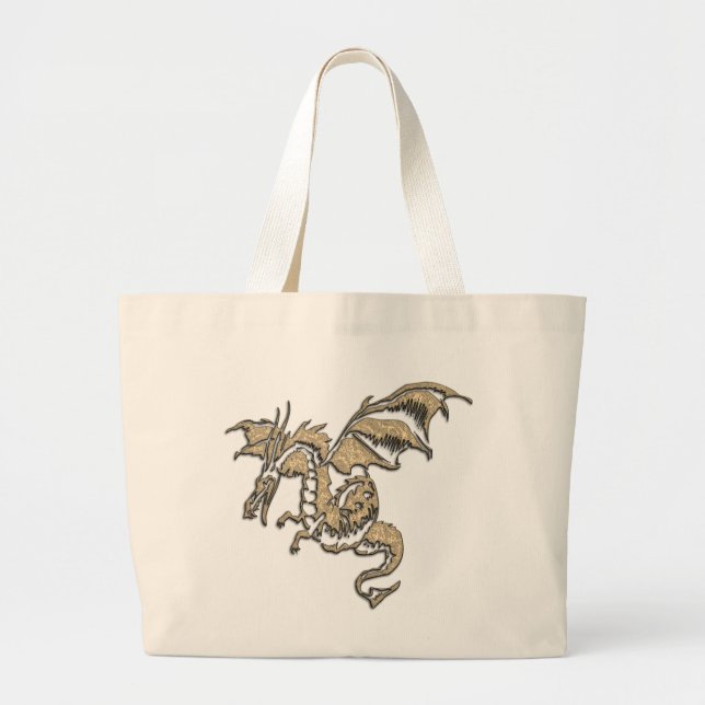 Bolsa Tote Grande Dragão Dourado (Frente)