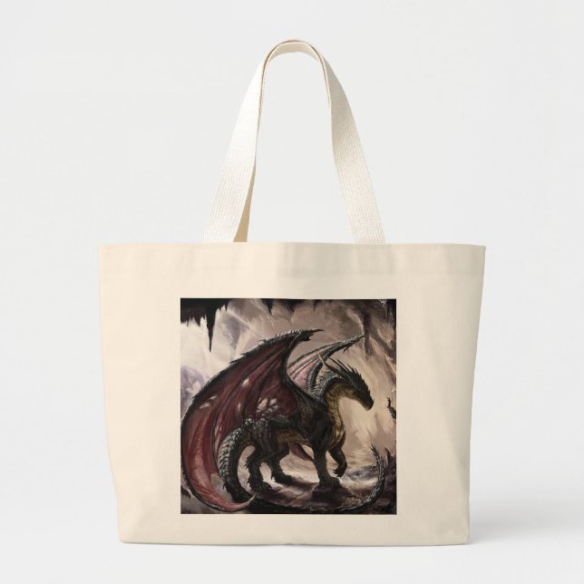 Bolsa Tote Grande Dragão na Caverna (Frente)