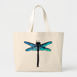 Bolsa Tote Grande Dragonfly Japonesa Vintage, azul-turquesa