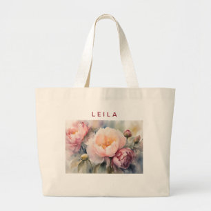 Bolsa Tote Grande Dreamy Watercolor Flores para casamentos Tote Bag