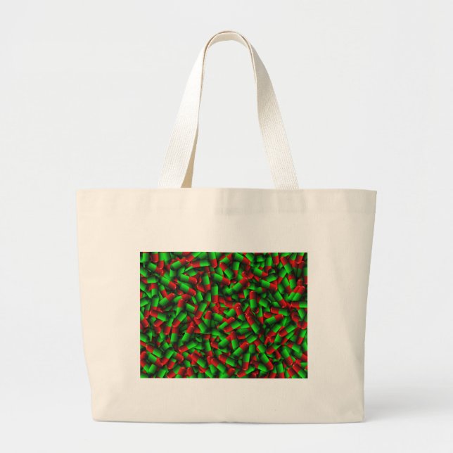 Bolsa Tote Grande drogas de pílulas verdes vermelhas (Frente)