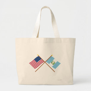 Bolsa Tote Grande E.U. e bandeiras cruzadas Guatemala